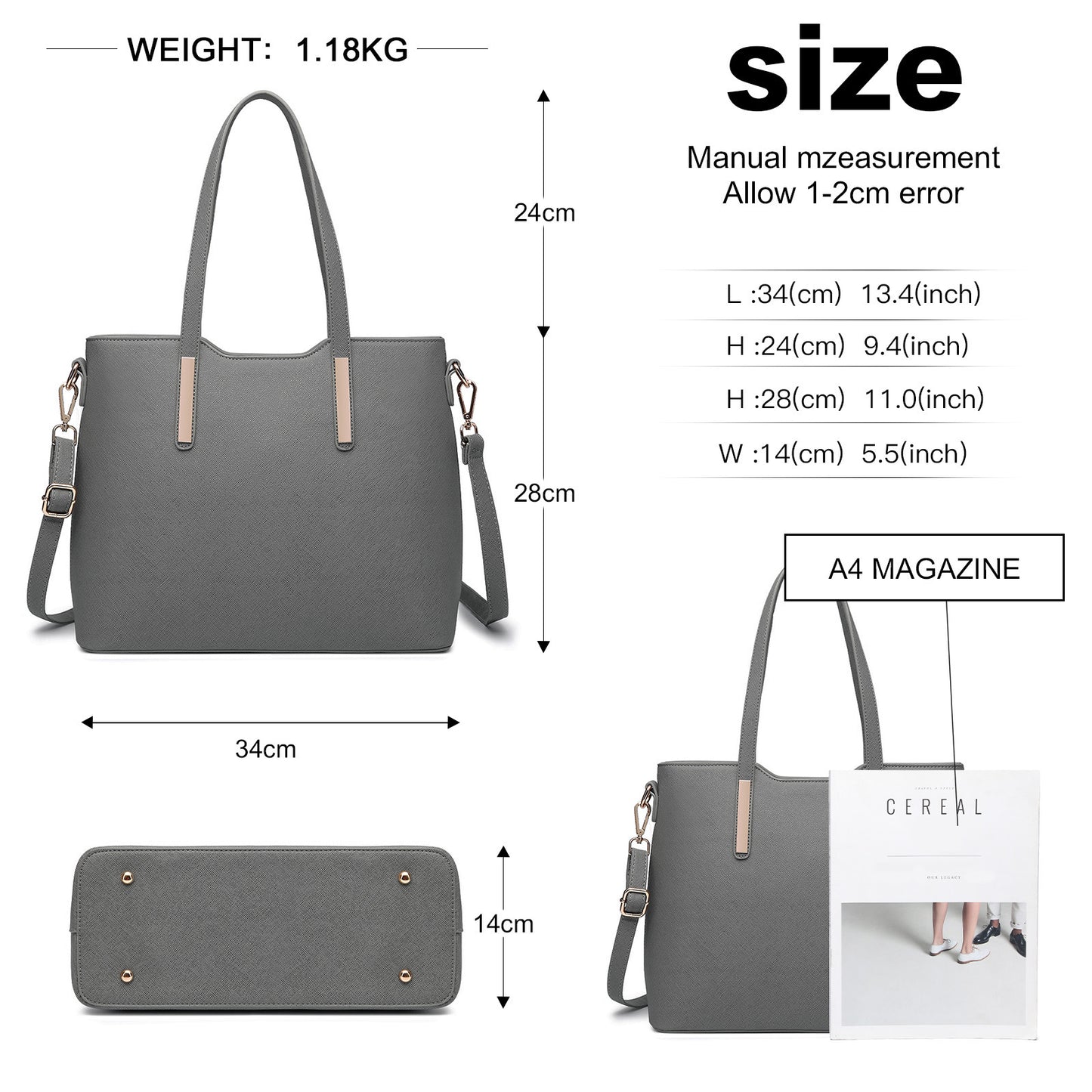 Set de 3 Sacs Cabas Misslulu en Cuir PU – Sac à Main, Sac à Épaule et Sac d’École pour Femmes