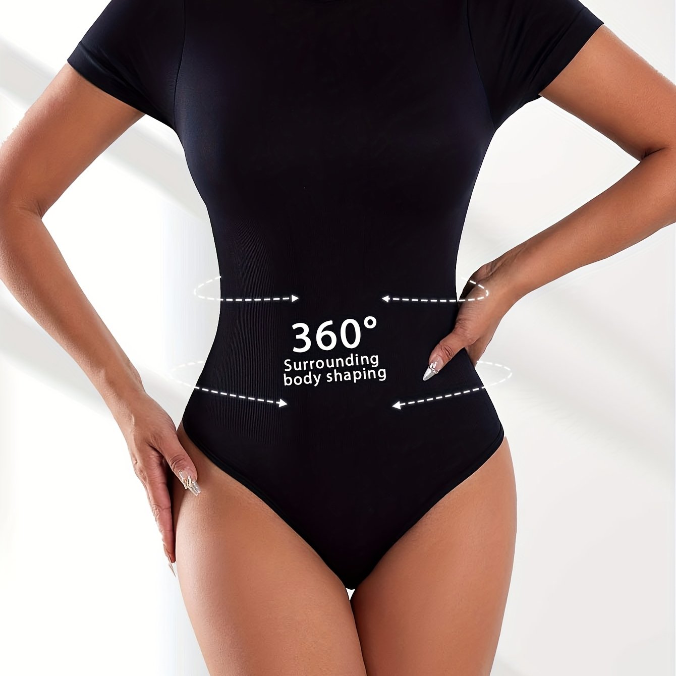 Body slim manches courtes pour femmes col rond sans couture couleur unie contrôle du ventre sous-vêtement respirant combinaison de yoga extensible