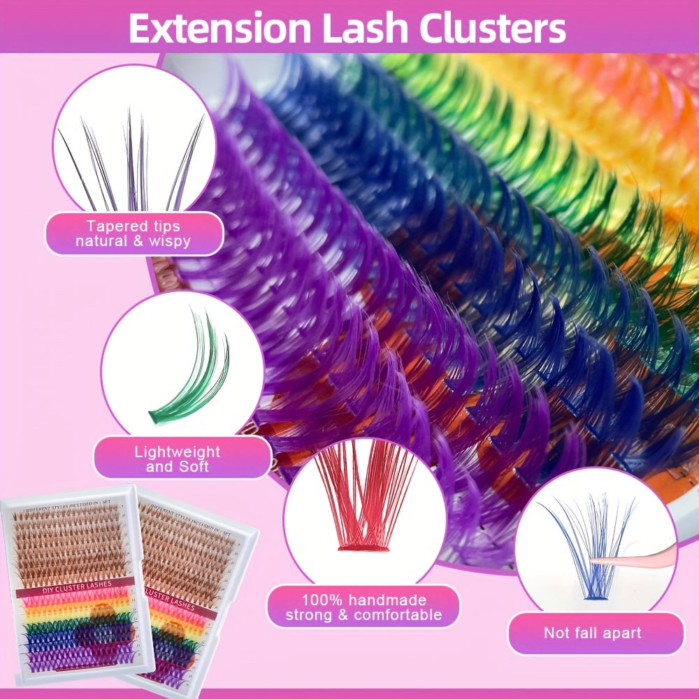 Pince à Cils avec Accessoires — Inclus Colles et Scellants, Brosse à Mascara, Faux Cils Résistants à l’Eau, Curl Intense, Réutilisables, Cils Individuels Épais et Fluffy, Idéal pour Soirées, Scènes et Festivals, Mélange de Couleurs Marron et Variées