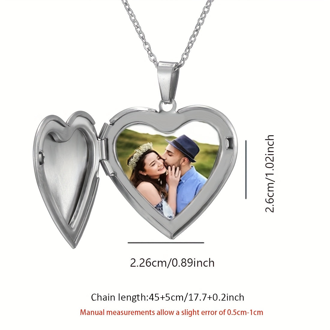 Collier pendentif cœur personnalisé avec photo, bijou en acier inoxydable gravable