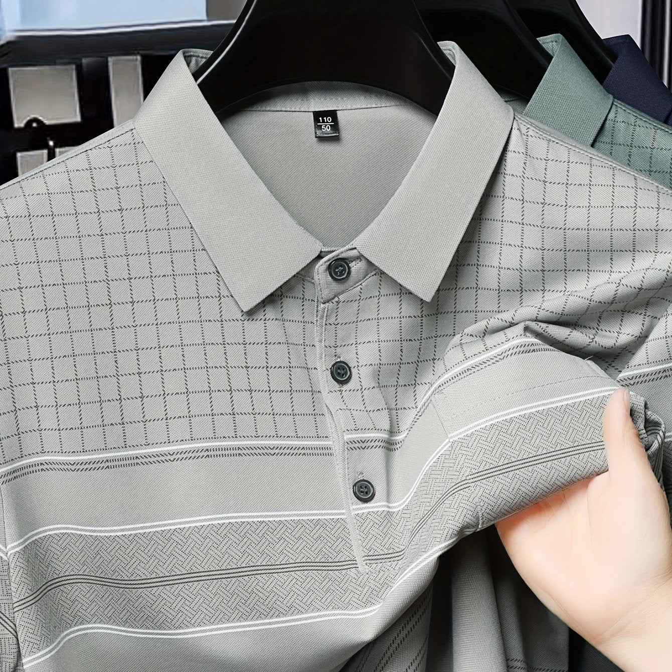 Men'S Summer Casual Short Sleeve T-Shirt with Pockets, Striped Pattern, Half Placket Lapel Collar, Regular Fit - Ideal for Work and Casual Attire, Work Uniform|Short Sleeve Shirt|Sleek Look