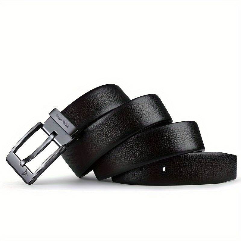 Ceinture Homme en Cuir Véritable – Boucle Carrée Premium, Noir, Style Professionnel et Décontracté, Durable et Élégante, Accessoire Parfait pour Tenue Formelle, Ceinture Minimaliste de Qualité