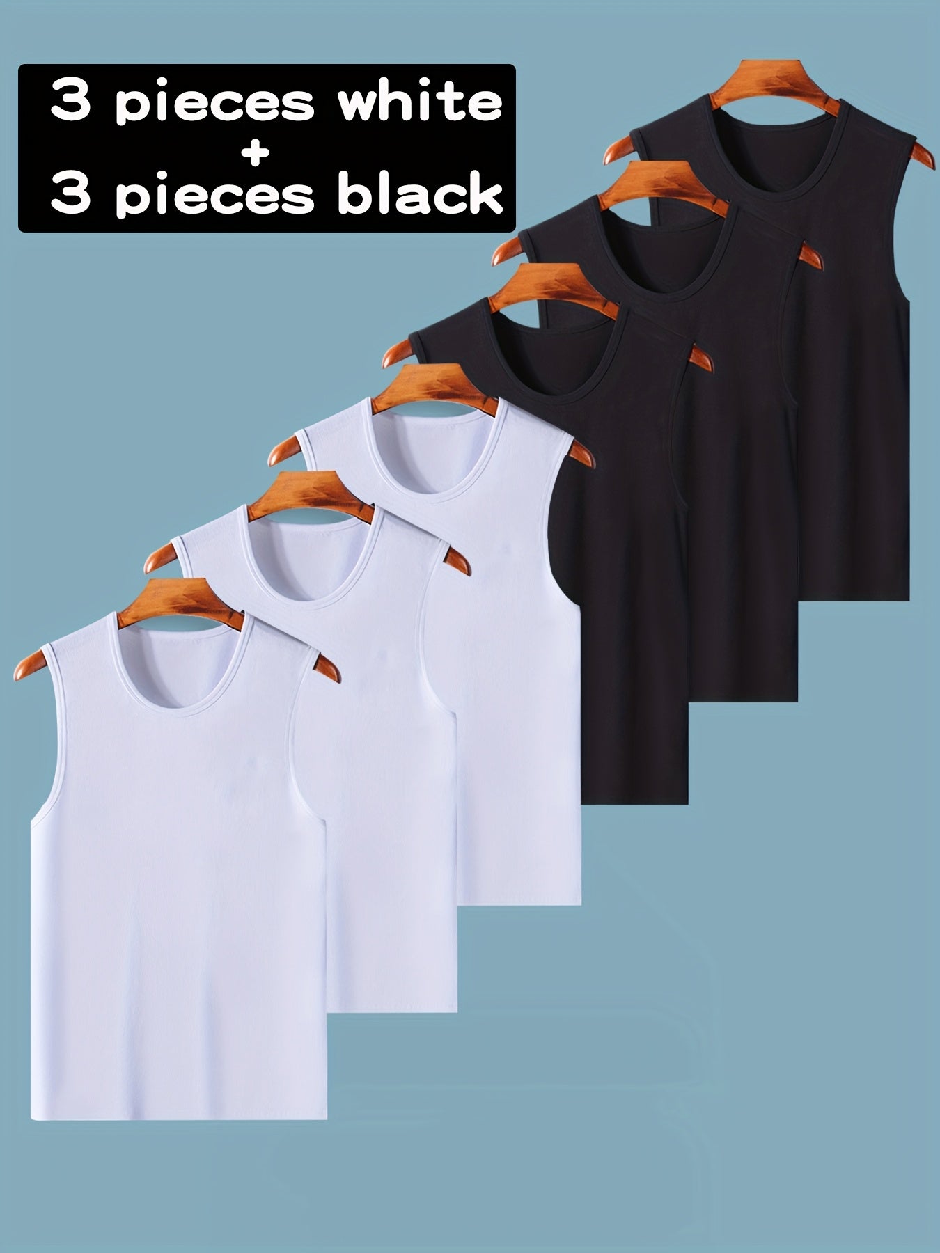 Lot de 6 Débardeurs Homme – Noir, Blanc, Gris, Confortables et Extensibles