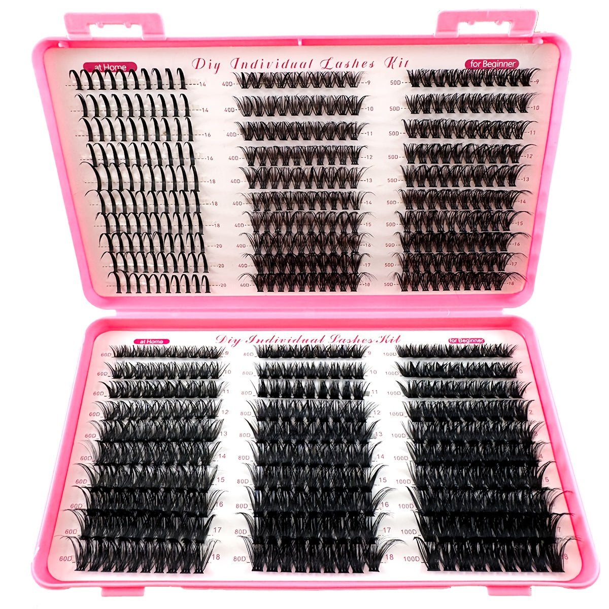 Lot de 580 faux cils volume effet vison, volume léger, courbure D, longueur mixte 9-18 mm, extensions naturelles et douces, idéales pour le maquillage