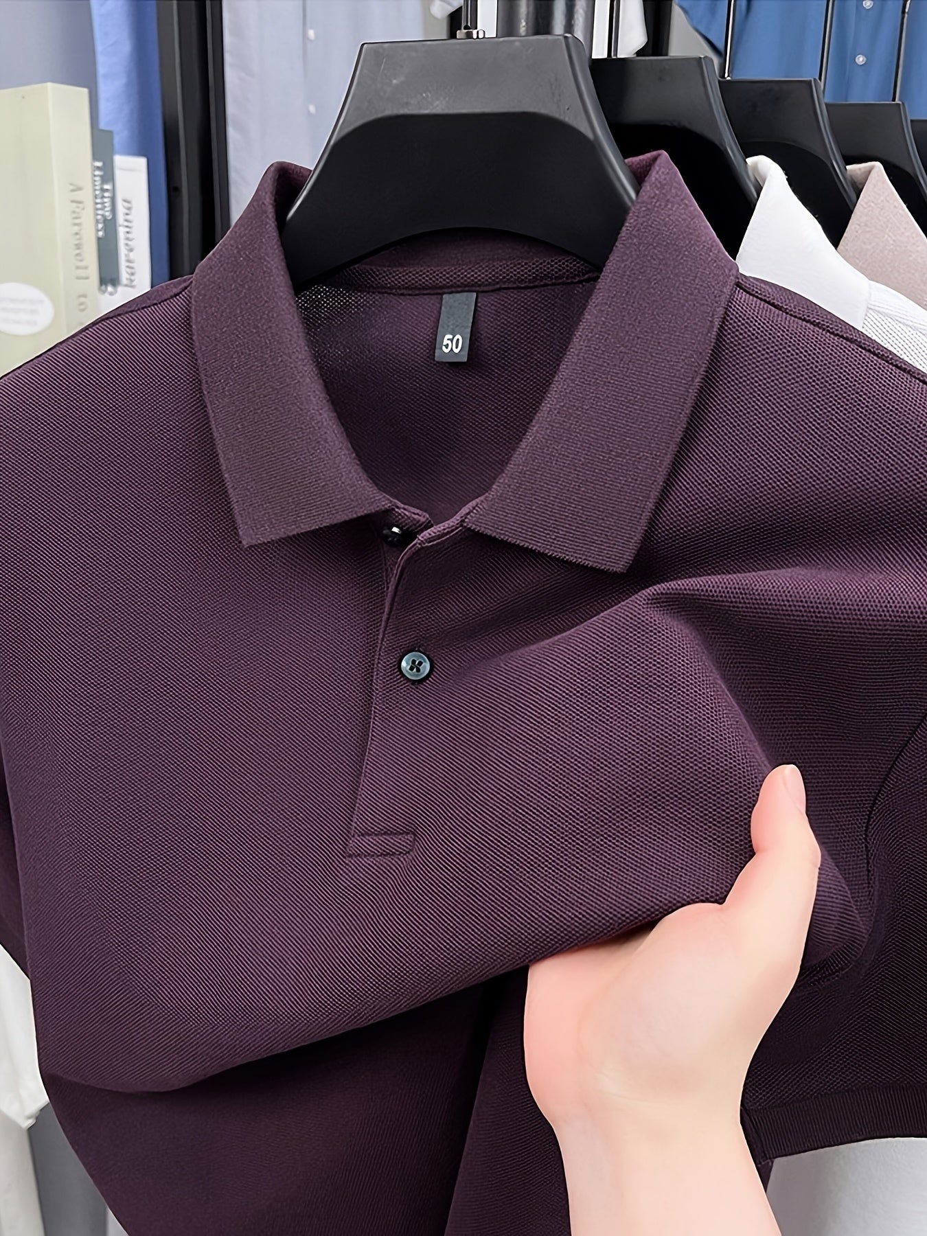 Men'S Business Casual Shirt - Formal & Everyday Office, Golf, Casual Attire - Classic Collar Button-Up Shirt - All-Season Professional T-Shirt for Men - Easy-Care Professional Attire, Golf Apparel, Solid Color Design, Comfort