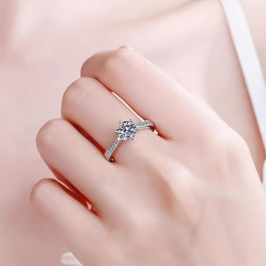 1pc, a Ring for Women Made of Simulated Zirconia, Featuring an Adjustable Open Design, Suitable for Wearing During Wedding Proposals, And a Perfect Gift for Valentine'S Day.