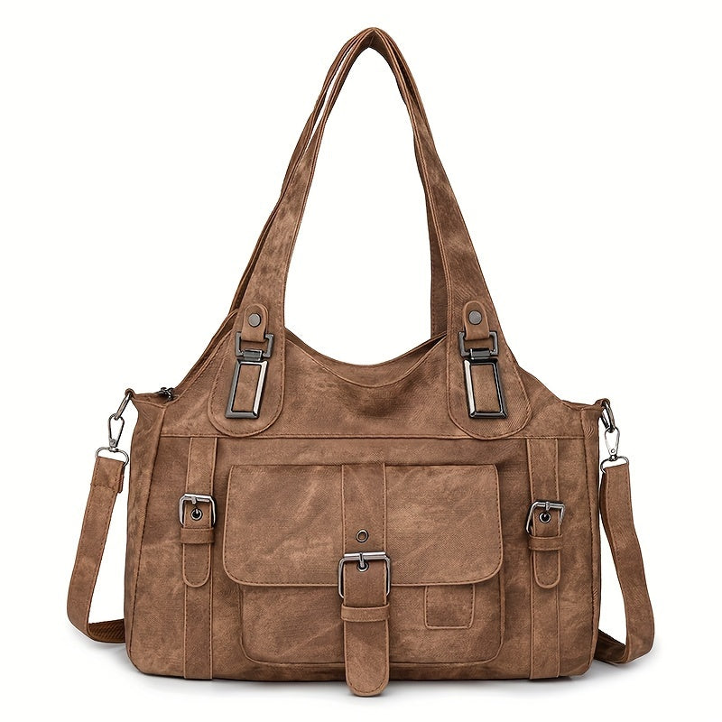 Sac Cabas Femme Rétro Taole en Synthétique avec Bandoulière Amovible – Quincaillerie Dorée et Fermeture Éclair, Couleurs : Gris / Beige / Marron / Noir – Sac Vintage pour Travail et Voyages, Sac Synthétique Durable