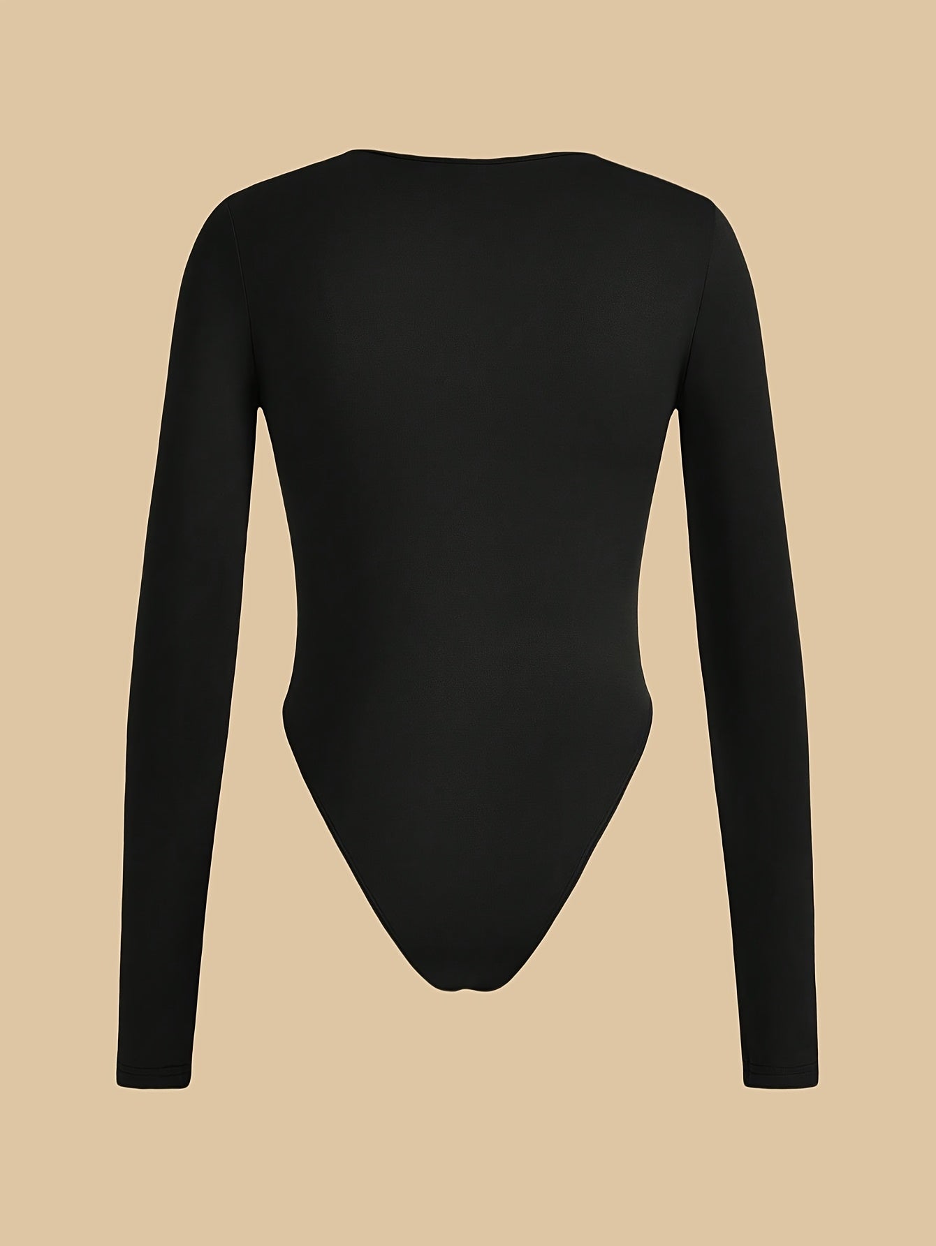 Lot de 3 bodys femme à manches longues, col rond, couleur unie, en maille polyester (95 %) et élasthanne (5 %), tissu extensible, style décontracté, manches régulières, adapté à toutes les saisons, grammage 180 g/m²