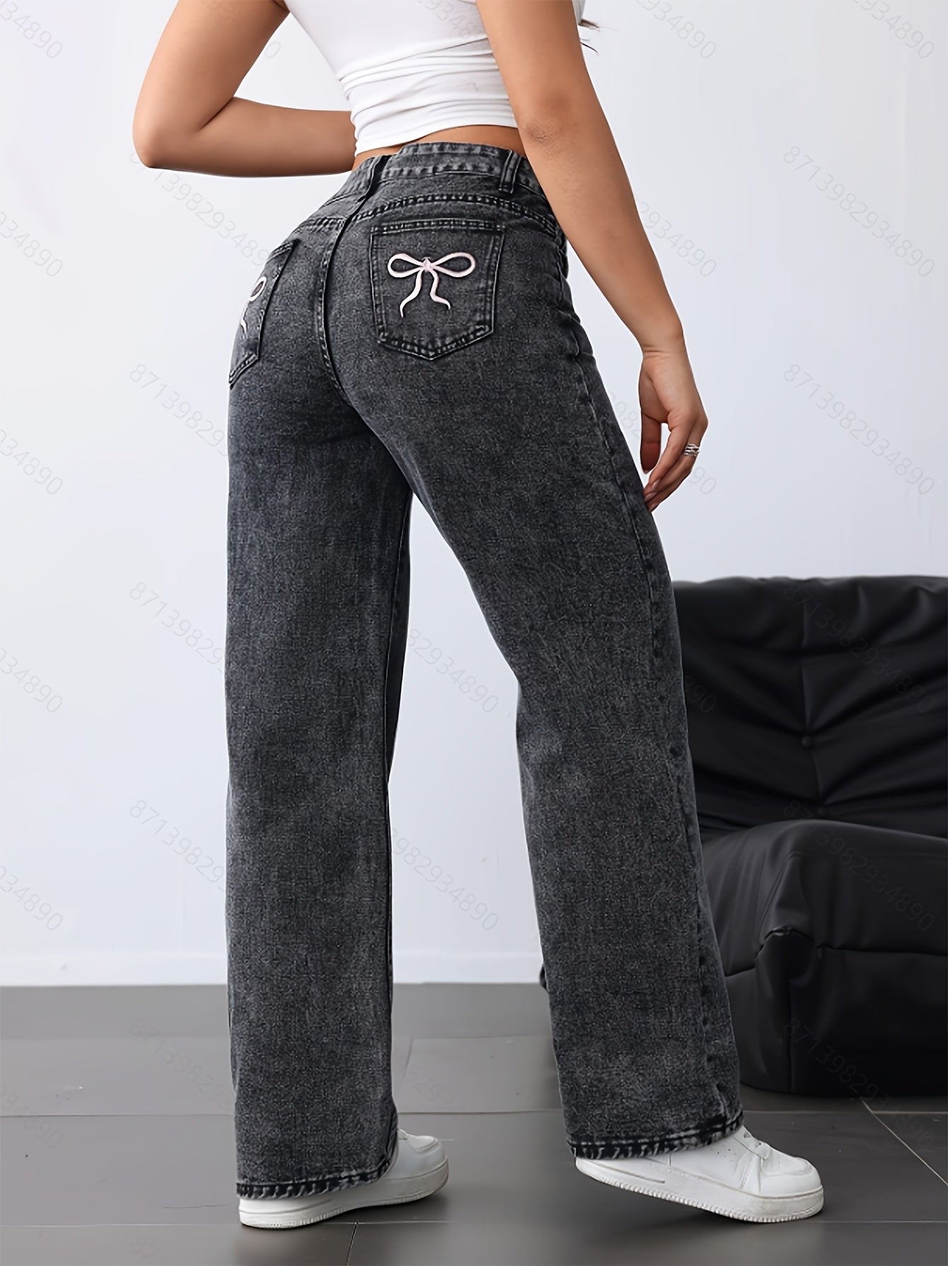 Jeans Femme Jambe Droite Ample Décontracté Polyvalent Denim
