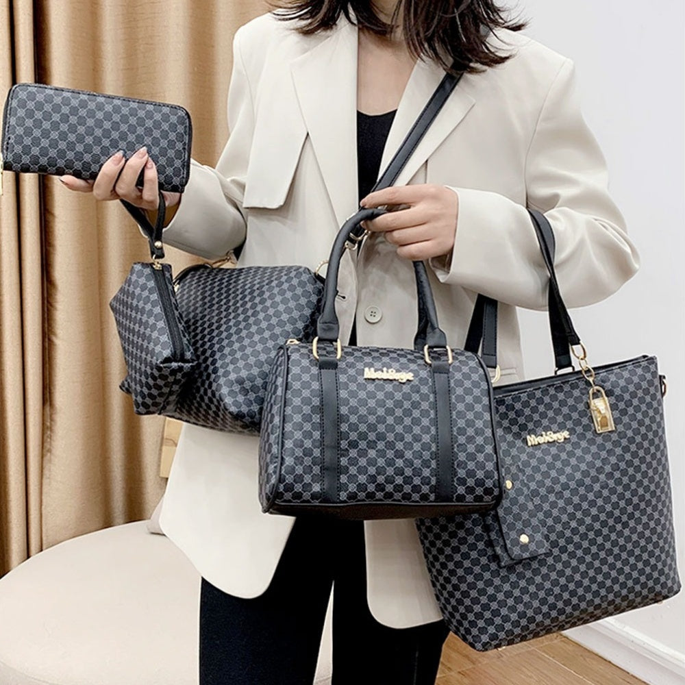 Set de 6 Sacs à Main– Multifonctionnels avec Motif Floral Minimaliste, Fabriqués en Synthétique de Haute Qualité, Grande Capacité, Sac à Épaule et Sac Principal, Indispensable pour Déplacements Quotidiens et Voyages