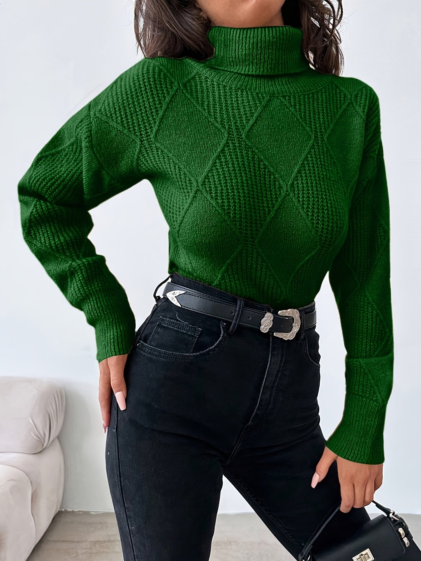 Pull casual col montant manches tombantes