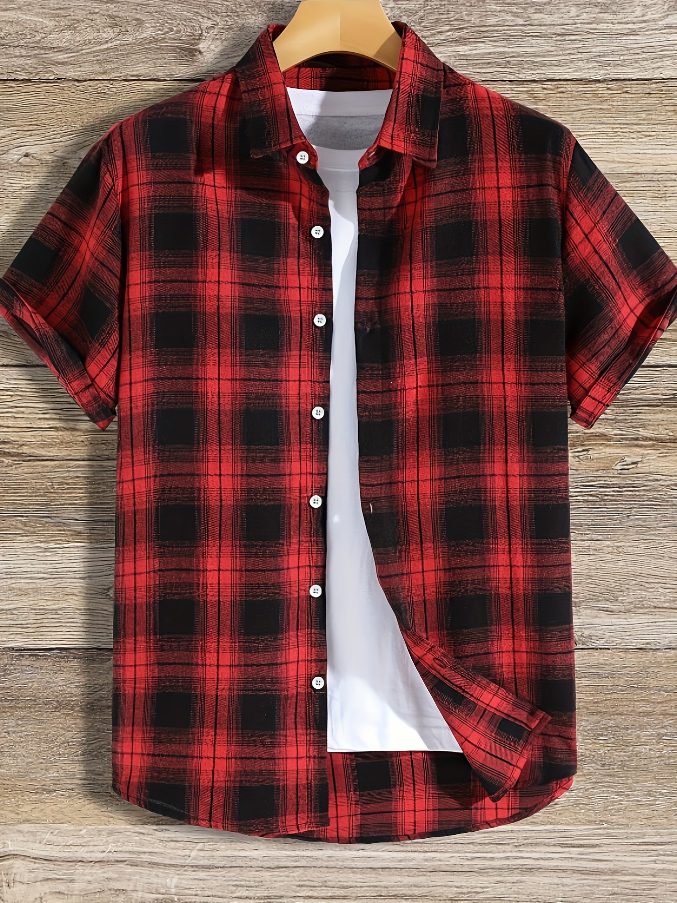 Plaid Fashionable And Simple Men's Short Sleeve Casual Lapel Simple Shirt, Trendy And Versatile, Suitable For Dates