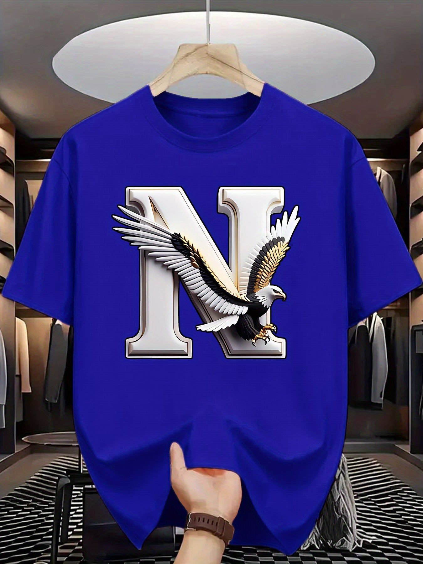 Summer Men'S Fashion Short-Sleeve T-Shirt with Letter Pattern Print