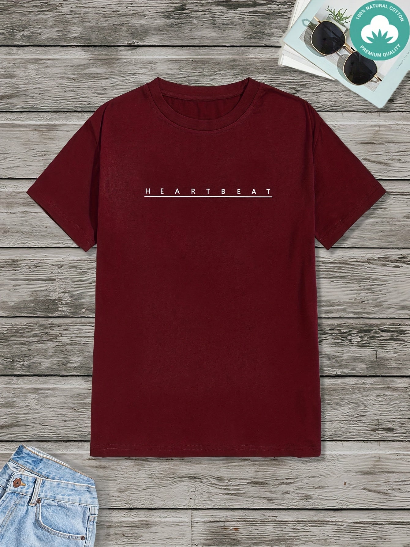 2025 Summer New Arrival Plus Size Men's Fashion Trendy Comfortable Designer Letter "heart beat" Graphic Printed Top Tee 180g 100% Cotton, PLUS SIZE