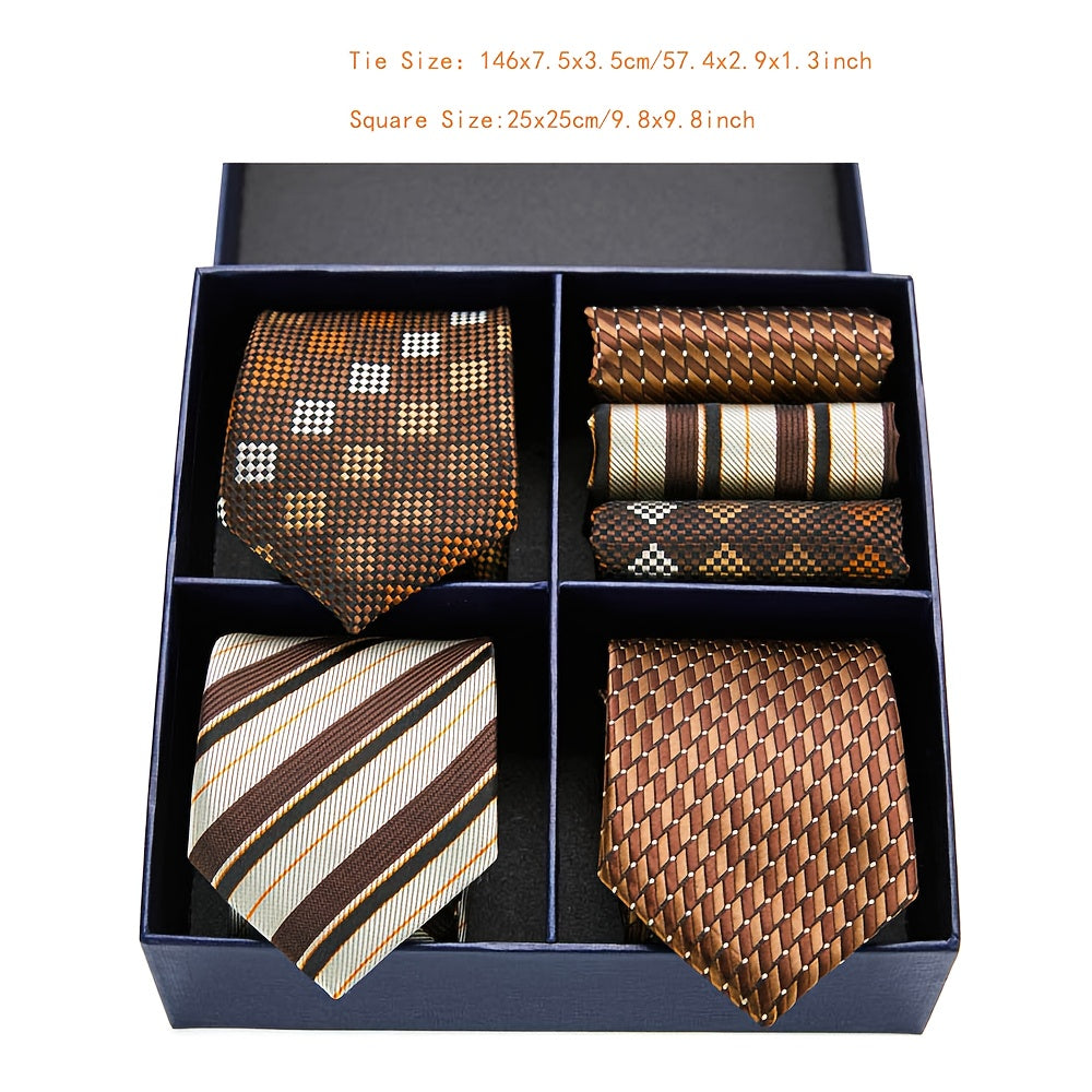 Coffret Cadeau Homme – Cravate Jacquard Classique et Pochette, Idéal Saint-Valentin