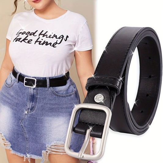1 ceinture polyvalente pour femmes – Boucle carrée, grande taille, PU, boucle à ardillon réglable, adaptée pour jeans et robes, convient à diverses occasions