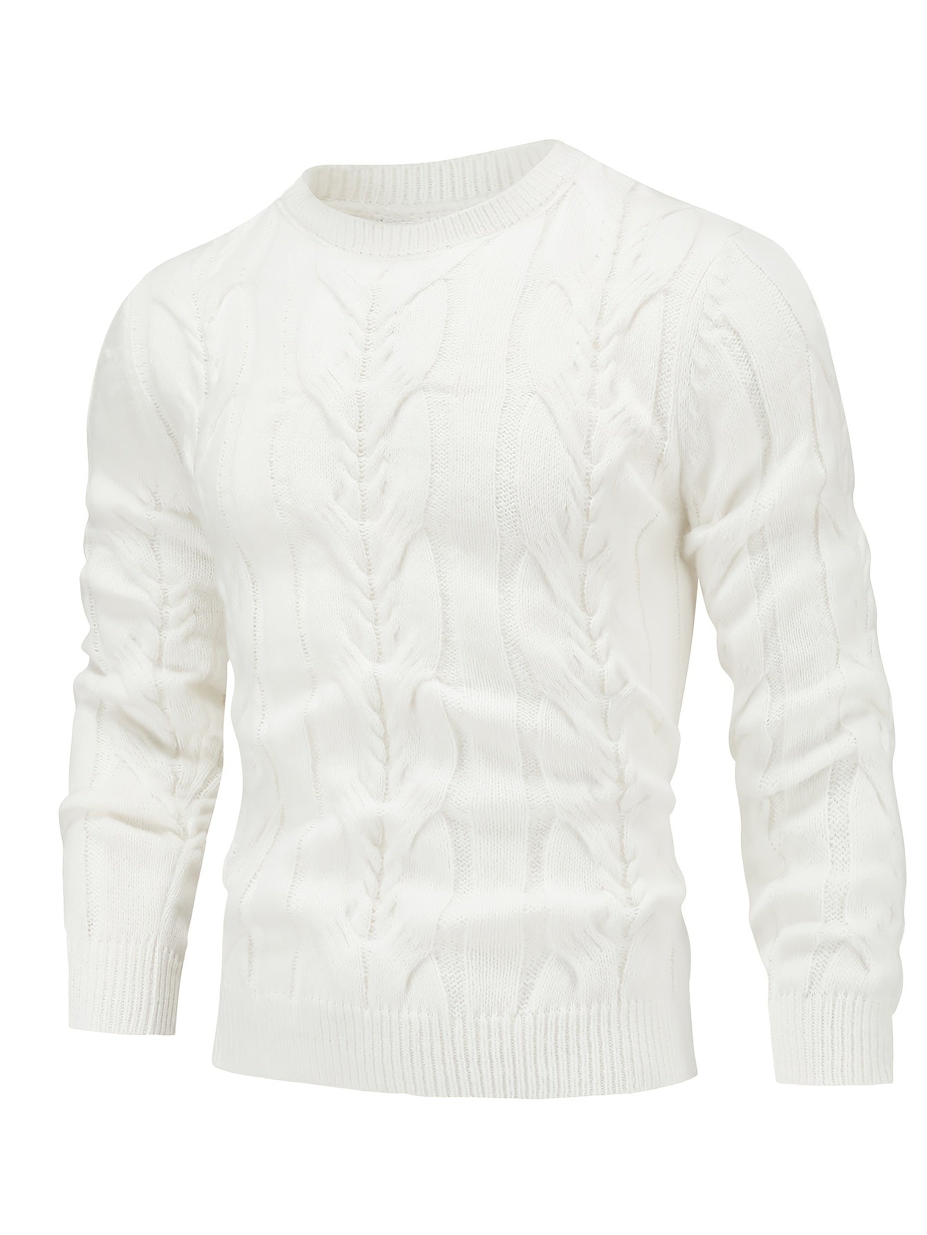 Men's Casual Striped Pullover Sweater - Soft Stretch Knit Crewneck Long Sleeve, Machine Washable H-Fit Ribbed Trim for Autumn Winter, Medium Elasticity Fabric