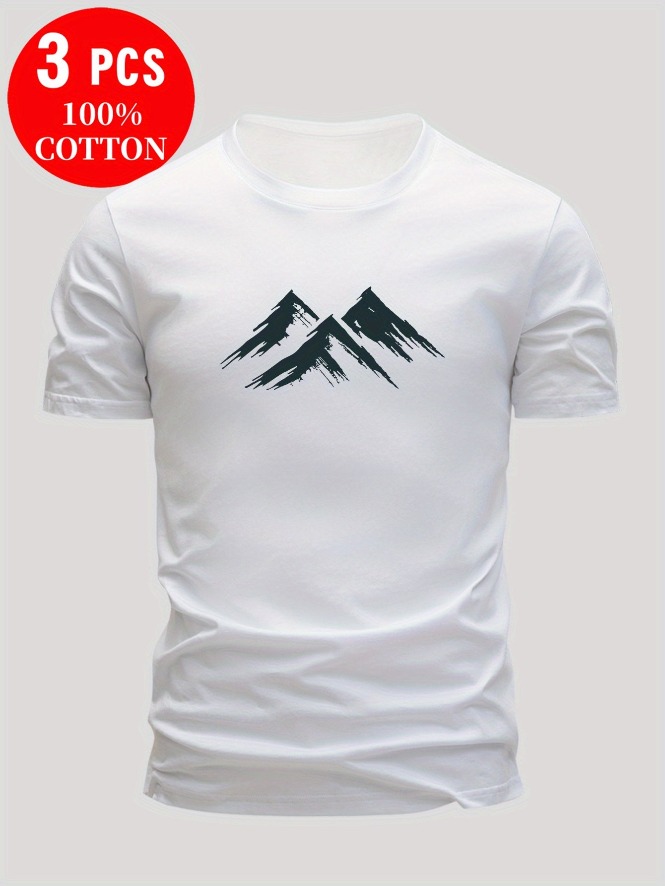 3pcs 100% Cotton T-Shirts, Simple and Elegant Design, 100% Breathable Comfort for Sports & Outdoor Activities
