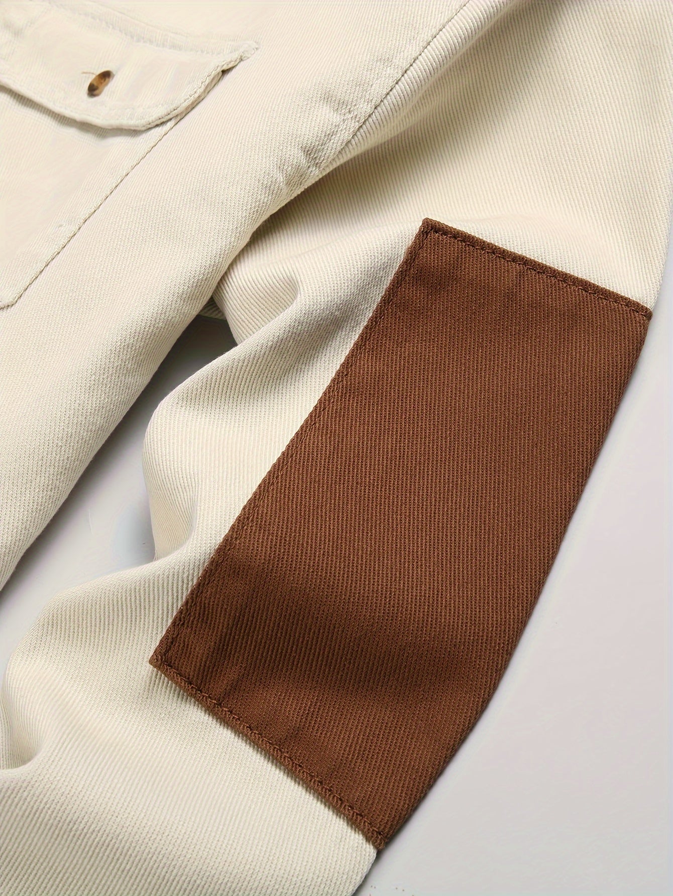 Men's Fashion Street Style Color Block Denim Shirt, Men's Stylish Comfy Denim Shirt For Spring & Autumn Wear