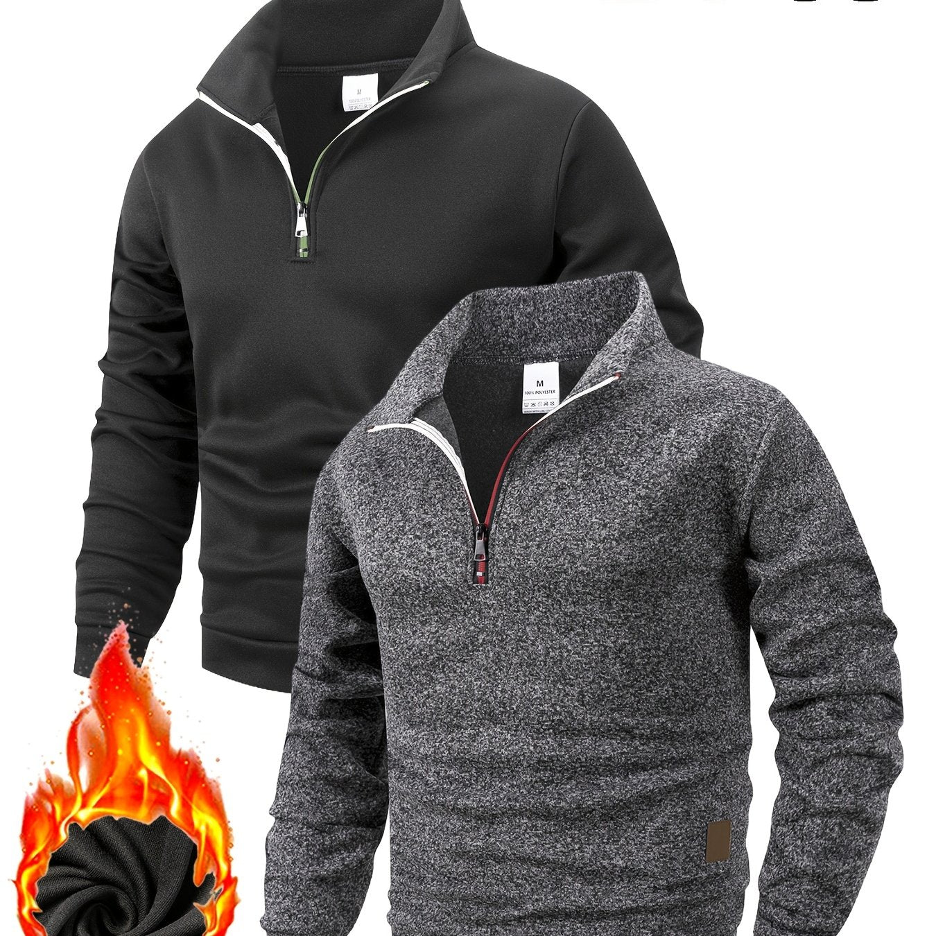 Sweat-shirt de sport homme printemps/automne – polaire légère, demi-zip, col montant et manches longues, adapté pour la course quotidienne, le fitness et le casual, léger et ajusté, idéal pour l’automne et l’hiver