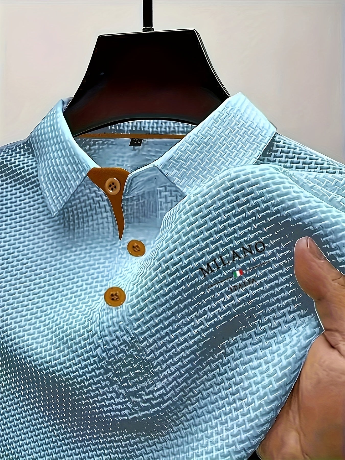 Men'S Light Blue Short Sleeve Button-Up Shirt - Ice Sliky Fiber Fabric, Short Sleeve, Collar, Regular Fit, Casual Summer Wear, Summer Casual Wear | Collar Buttonup Shirt | Stretchable Fabric