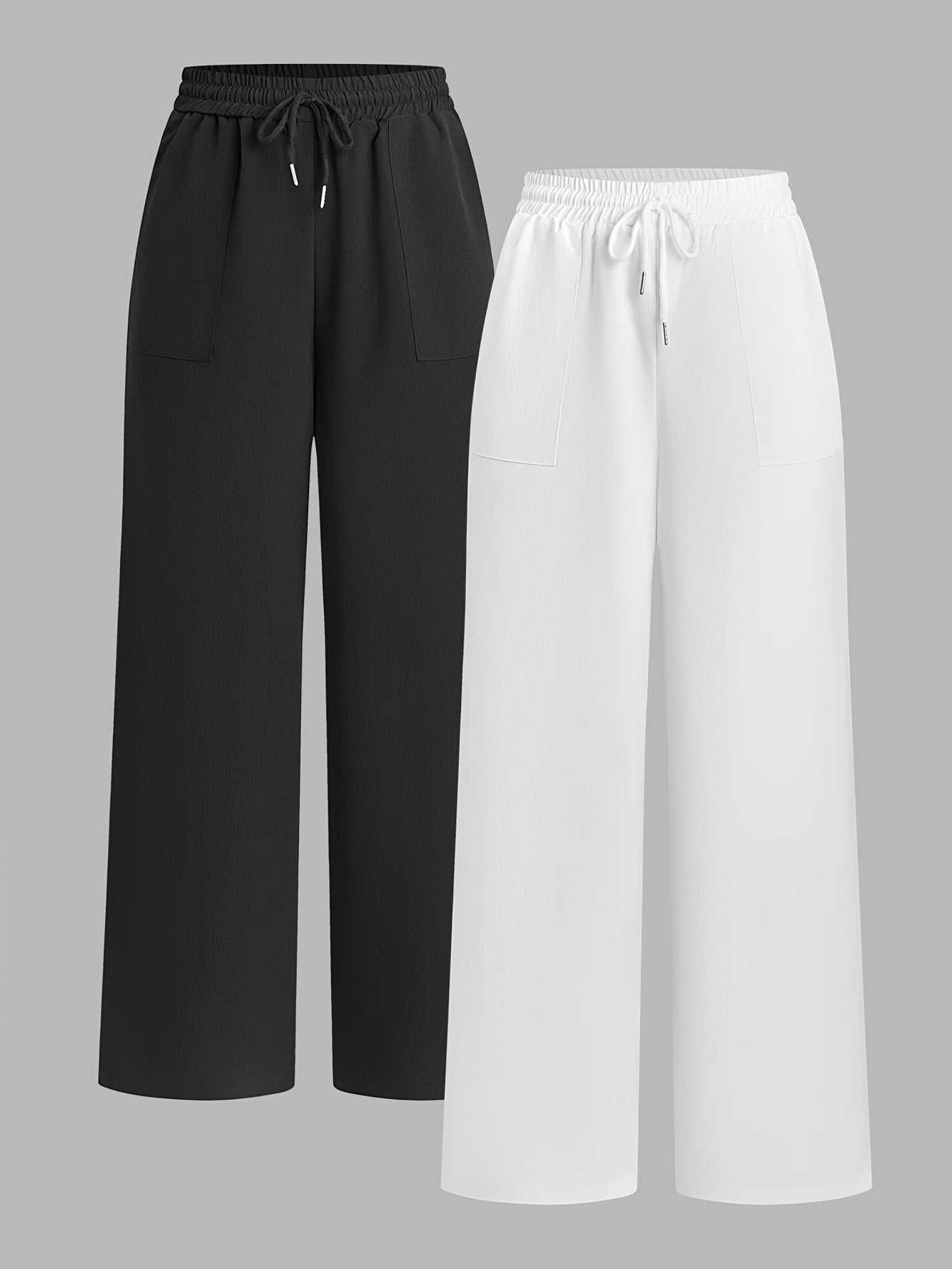 Pantalon Homme Grande Taille – Jambe Droite, Taille Haute avec Cordon, Confort Estival