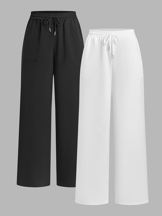 Pantalon Homme Grande Taille – Jambe Droite, Taille Haute avec Cordon, Confort Estival