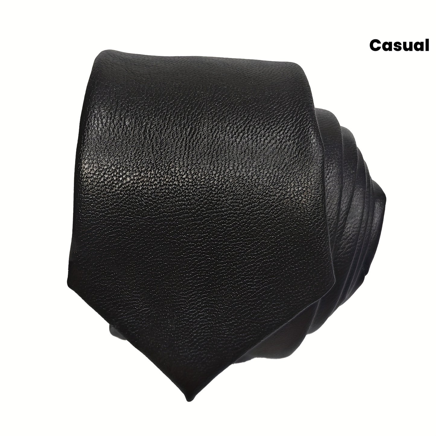 Cravate Homme Slim en Cuir PU – Unie, Style Skinny pour Bureau et Fêtes