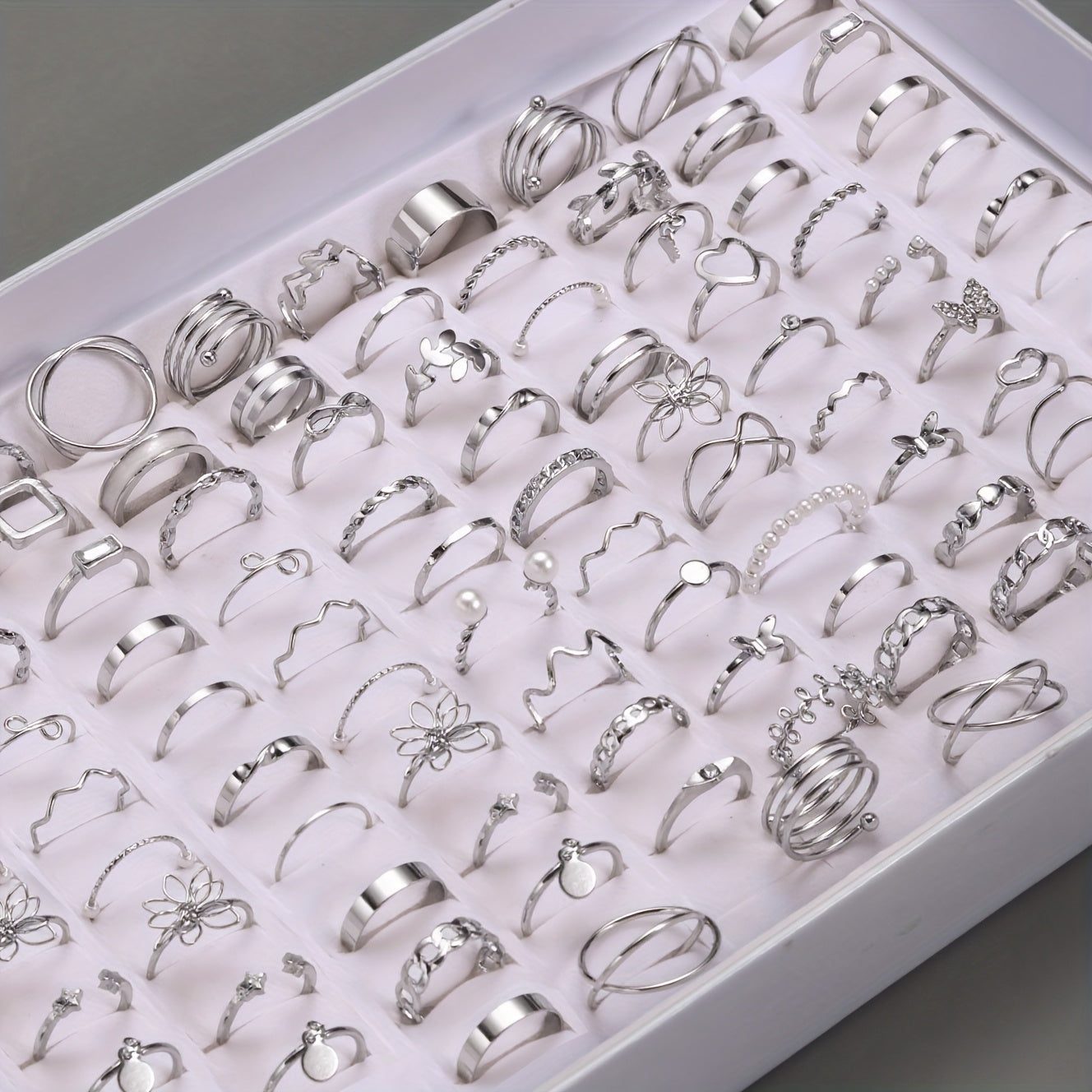 22/66pcs Set of Stylish And Elegant Geometric Stacked Rings Featuring Butterfly, Heart, And Star Elements, Perfect for Women'S Daily Outings And Parties, Versatile Fashion Jewelry for Christmas, Halloween, And Valentine'S Day