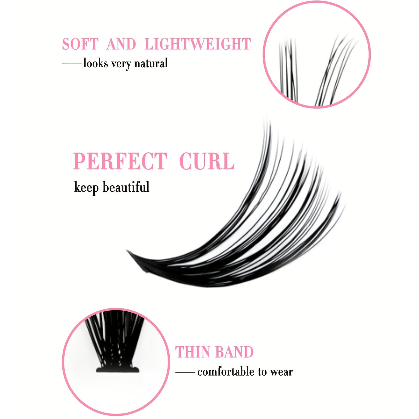 Kit d'extensions de cils 200 pièces | Comprend 120 cils naturels confort de 8 à 16 mm, épaisseur 0,07 mm, courbure C/D, longueur 10 à 18 mm, styles poupée et yeux, réutilisables pour débutantes