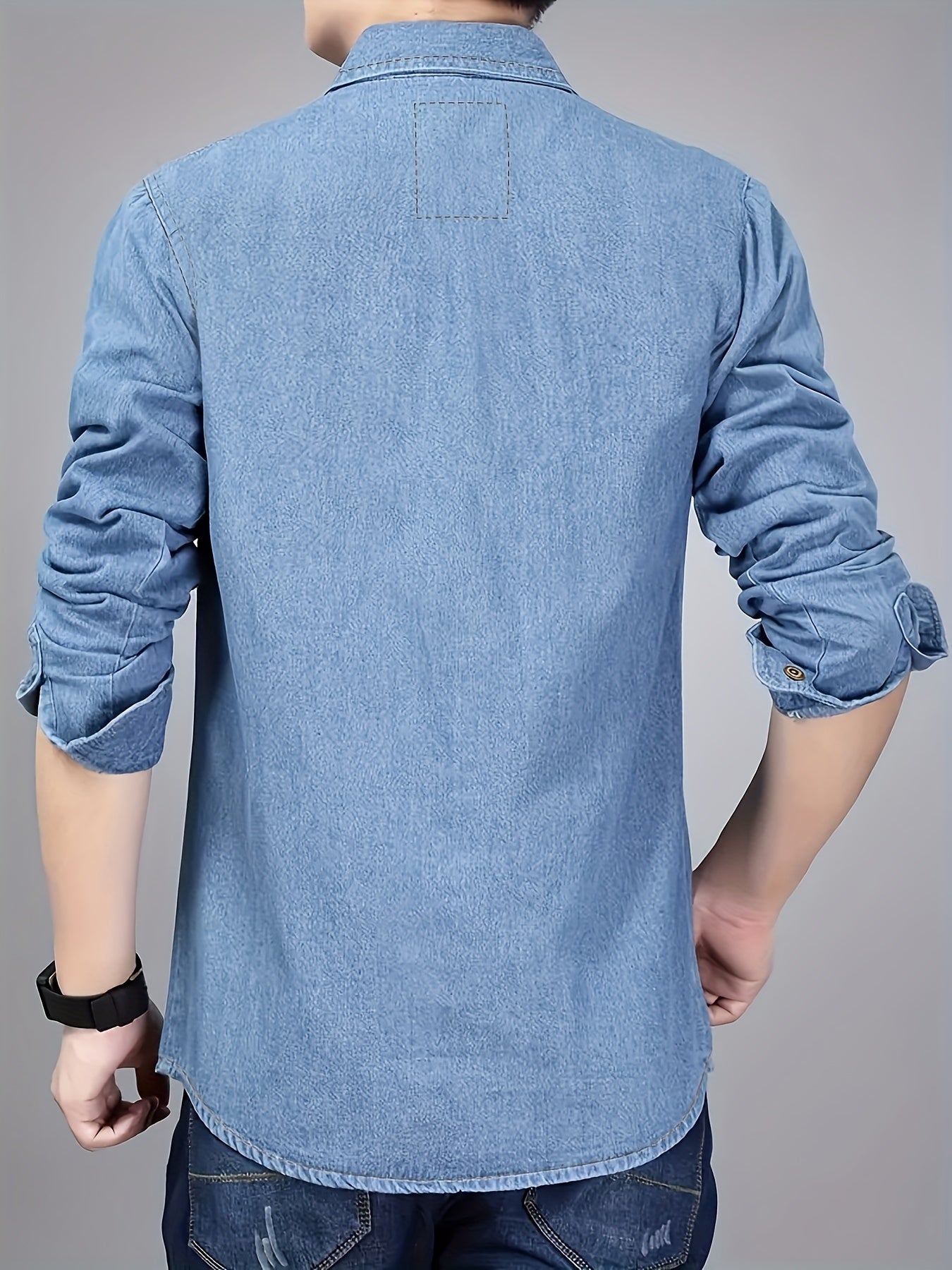 Gengyuan'S Features a Trendy Deep Blue Tie-Dye Denim Shirt for Men.