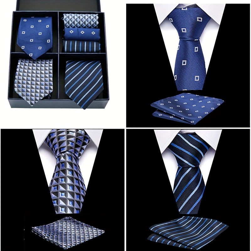 Coffret Cravate et Pochette Homme – Luxe, Motifs Rayés & Carreaux, Marron