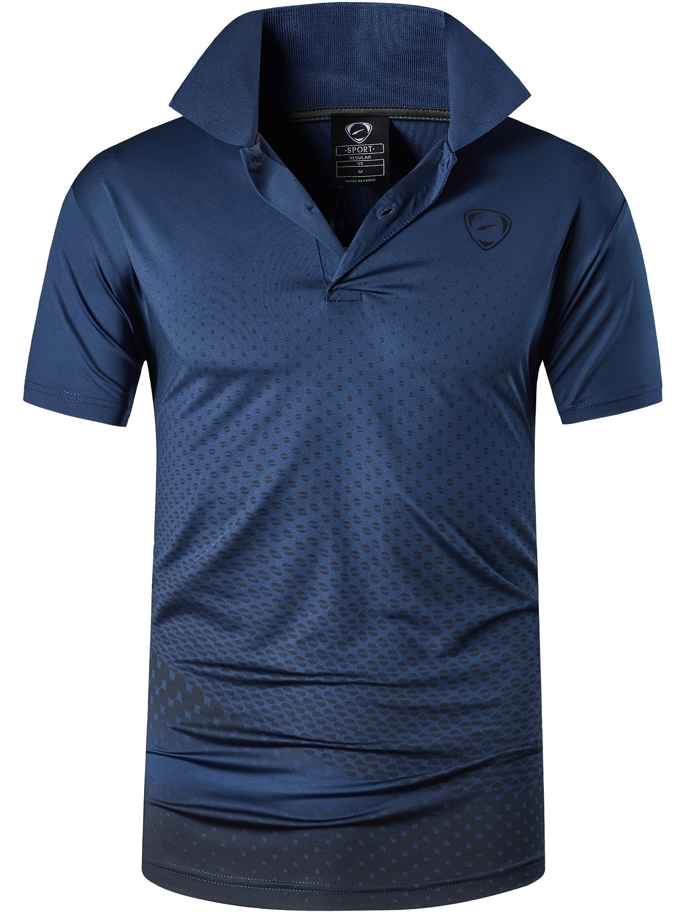 Men's Lightweight Breathable Sport Shirt - Vibrant Orange All-Over Dot Print, Stretch Polyester Short Sleeve with Collar & Button Placket for Tennis Golf Bowling, Regular Fit All-Season Casual Athletic Wear, Tennis A