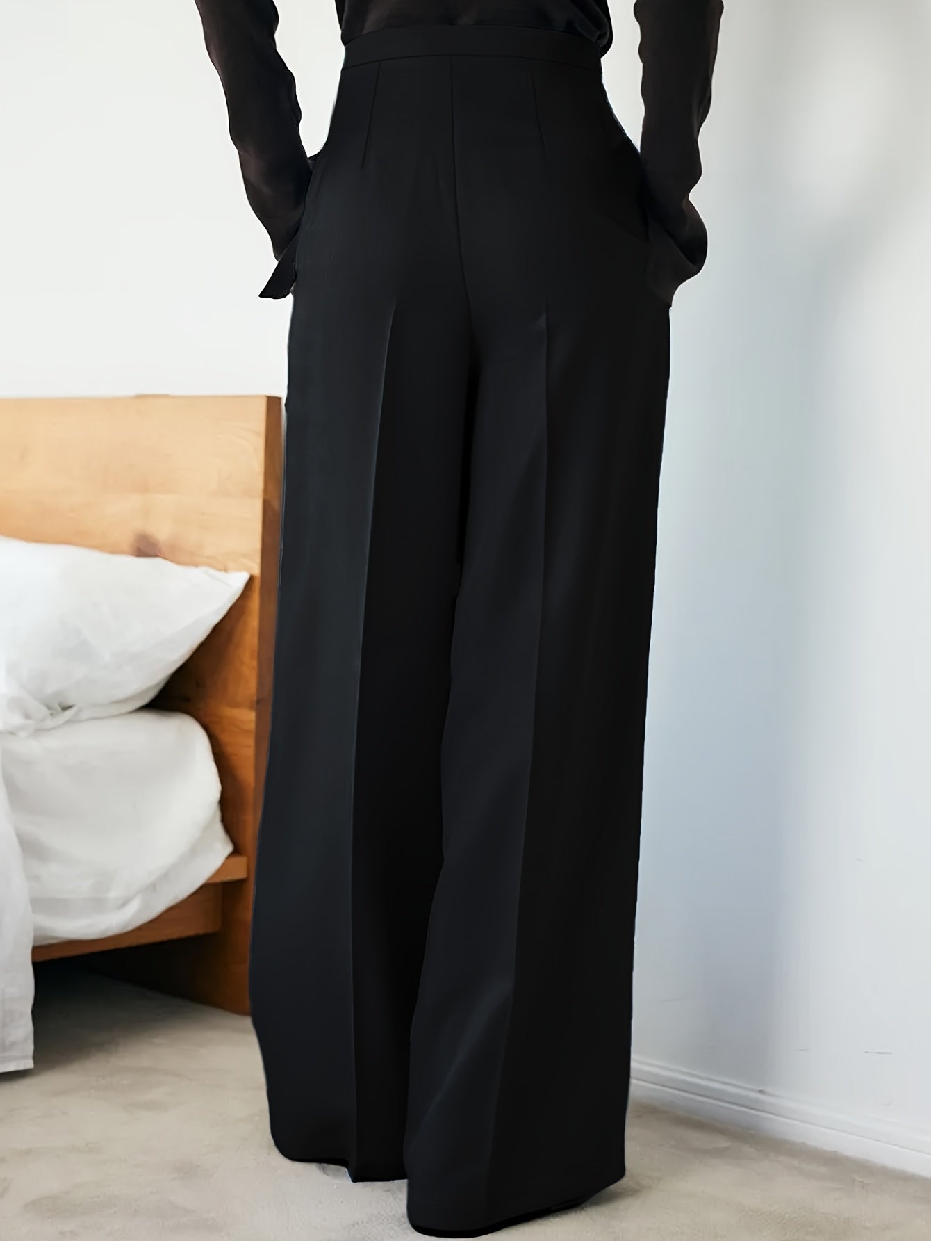 Pantalon Femme Élégant Droite – Noir, Bureau et Soirée, Coupe Structurée