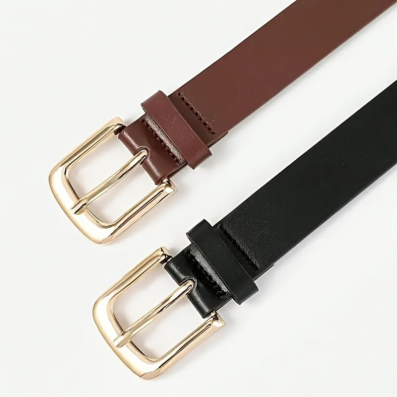 Lot de 3 ceintures larges pour femmes – Boucle à ardillon carrée, boucles en alliage réglables, noir/marron/blanc, tailles grande et standard, polyvalentes pour tenue décontractée