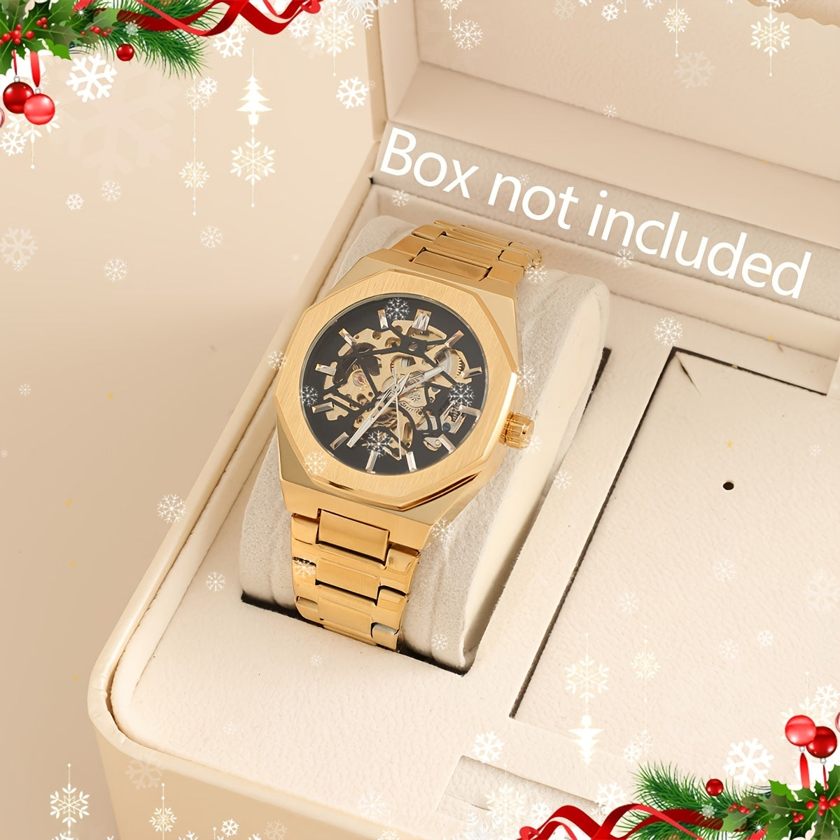 Montre Homme de Luxe Automatique – Cadran Noir en Acier Inoxydable, Boîtier et Cadran en Alliage, Design Élégant, Style Professionnel, Idéale pour Homme, Cadeau Parfait pour Noël, Halloween et Nouvel An