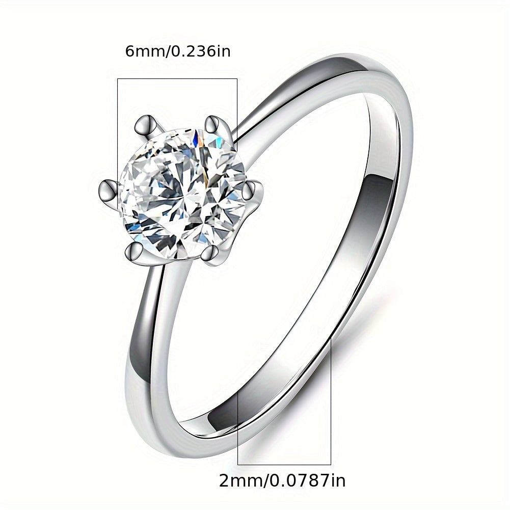 Elegant 925 Sterling Silvery Engagement Ring with Sparkling Cubic Zirconia - Perfect for Weddings, Proposals & Mother's Day Gift, Elegant Style, Sexy Style