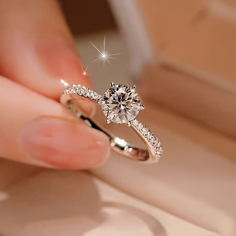 1pc, a Ring for Women Made of Simulated Zirconia, Featuring an Adjustable Open Design, Suitable for Wearing During Wedding Proposals, And a Perfect Gift for Valentine'S Day.