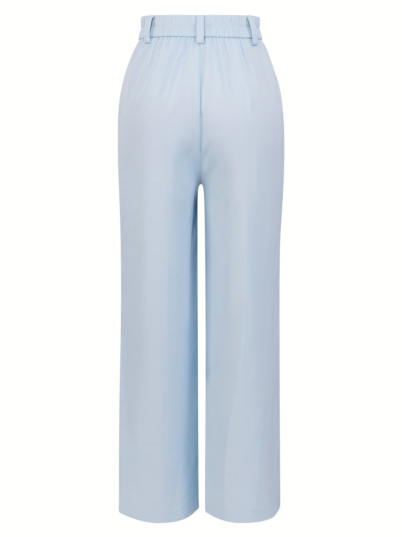 Pantalon Femme Chic Jambe Large – Gris Clair, Polyester, Fermeture Bouton, Confort Tous Saisons, Décontracté et Polyvalent