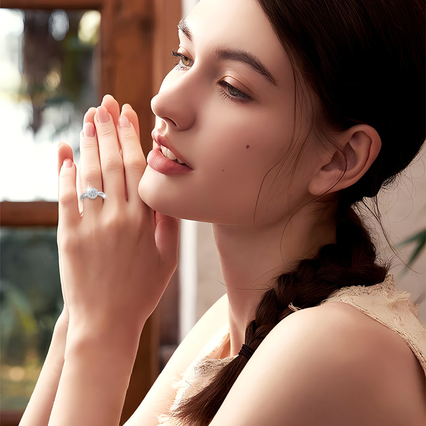 New European And American Style Shining S925 Pure Silver Classic Cubic Zirconia Ring for Women, a High-End Wedding Ring Perfect for Gifting (Silver Net Weight: 3.15G)