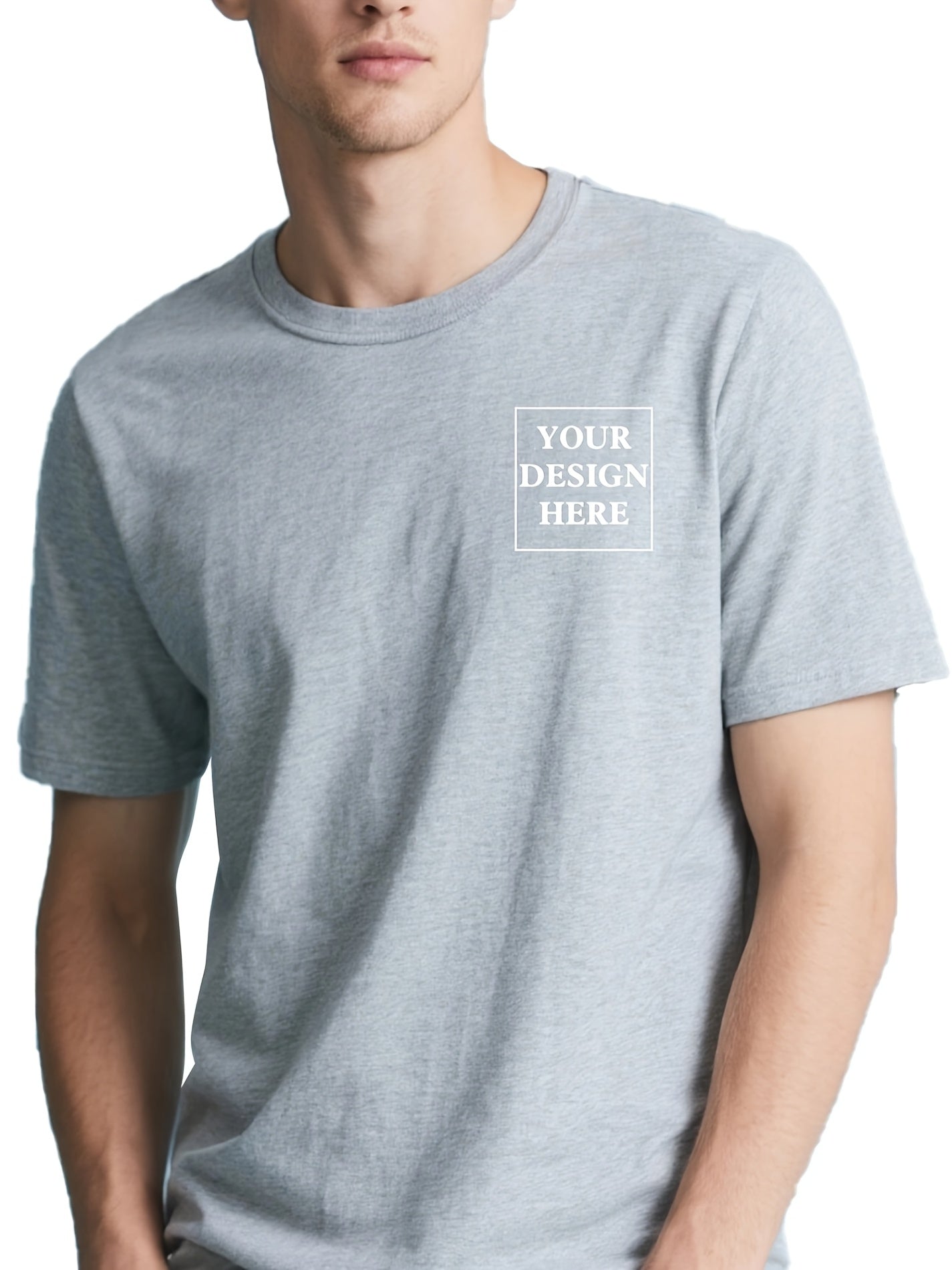 Men's Custom Text/Logo T-Shirt 100% Cotton Personalized Short Sleeve Round Neck Casual Summer Top with Your Own Text, Photo or Logo Printing - DIY Orders Suitable for Events, Promotions, Gifts (Men's Fashion)