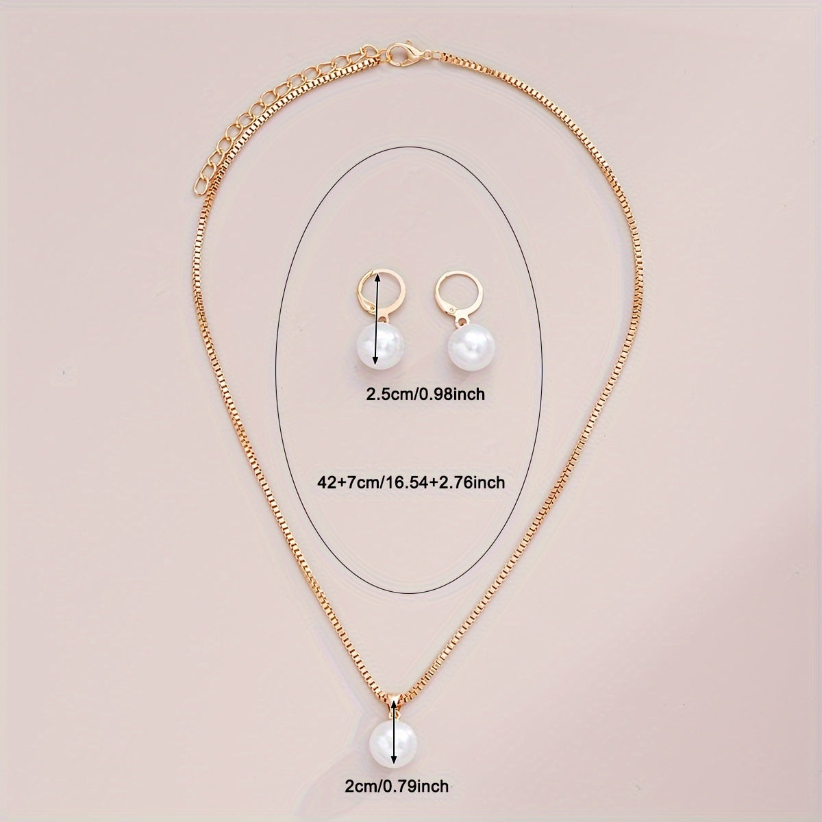 Ensemble de 3 bijoux élégants pour femme, style coréen simple, collier pendentif et boucles d’oreilles en perles imitation, en cuivre, parfait pour usage quotidien et vacances, accessoire polyvalent toute l’année