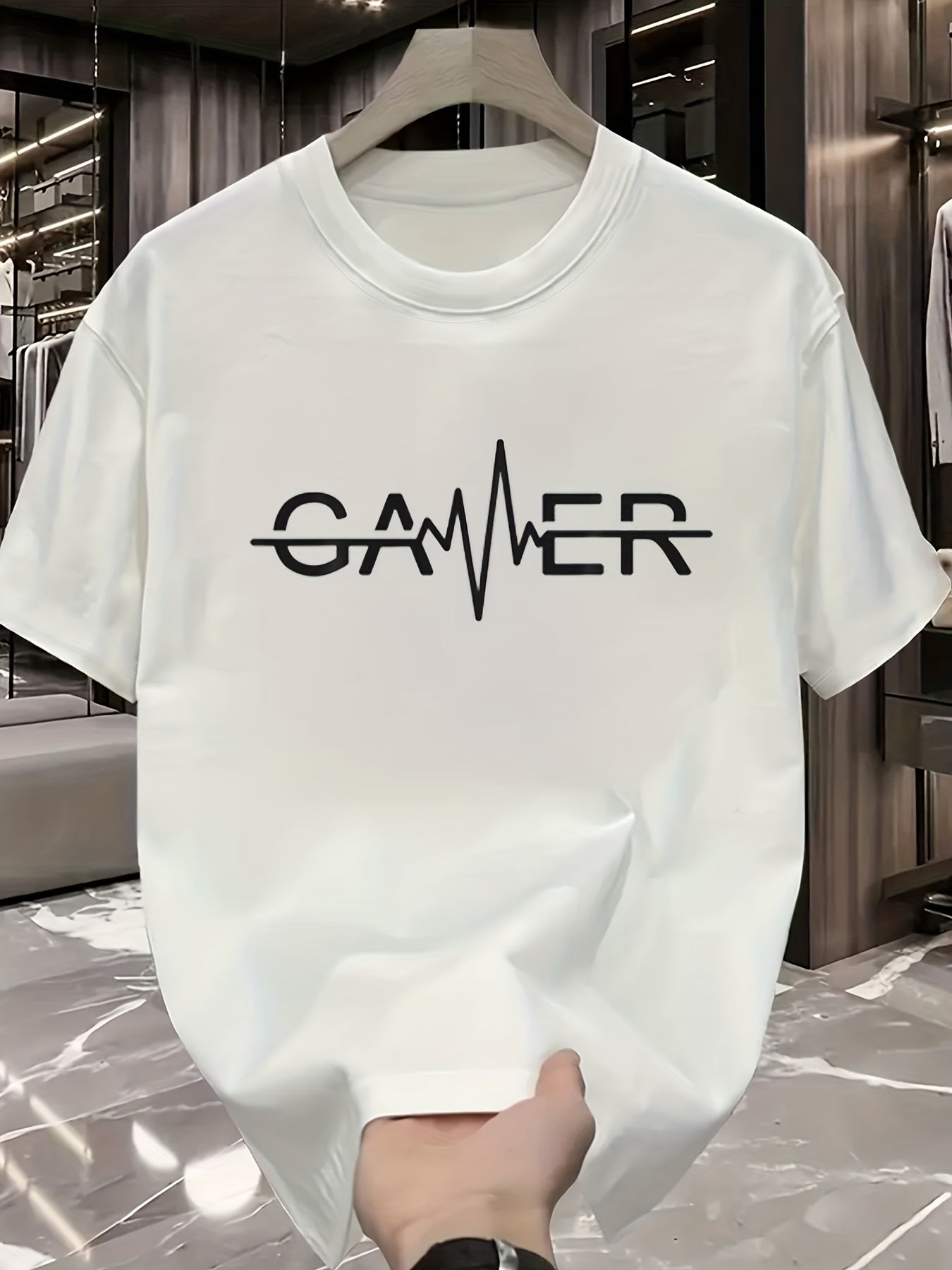 Men'S Casual Graphic T-Shirt - "GAMER" Print, with Lettering, Short Sleeve, Round Neck, Lightweight & Breathable for Summer, Perfect for Casual Attire, Everyday Tshirt | Bold Graphic Tee | Comfortable Fit