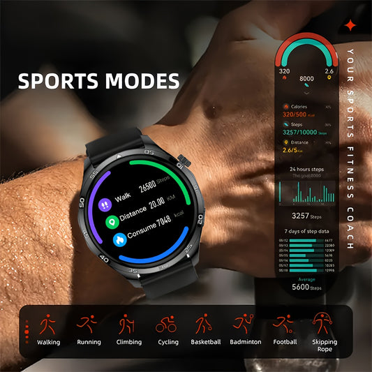 Nouvelle Montre Connectée Homme & Femme – Appels/SMS Sans Fil, Multi-Modes Sport, Contrôle Caméra à Distance, Tracker Fitness, Compatible iPhone & Android, Recharge USB, Bracelet Silicone, Design Moderne, Écran Clair