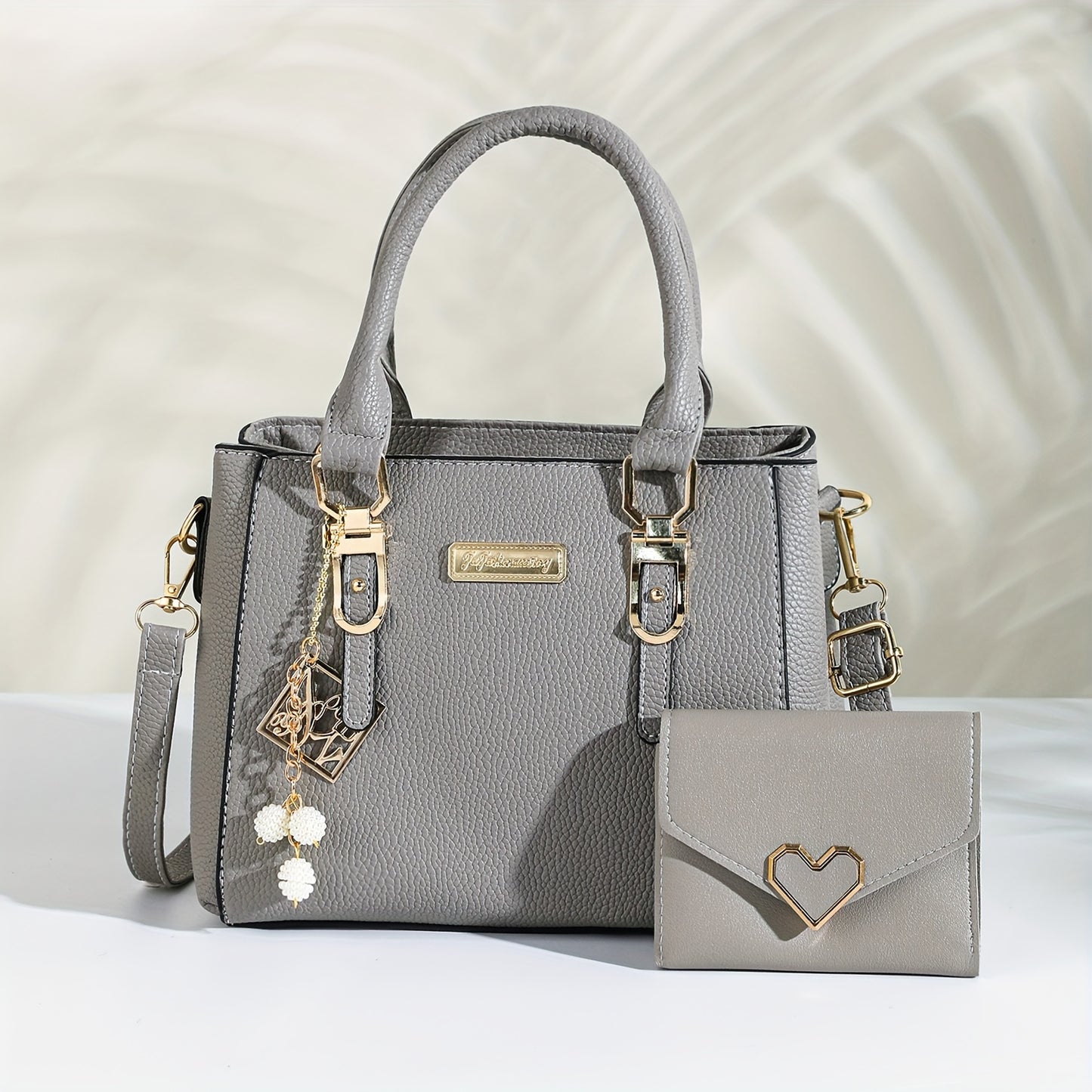 Ensemble 2 pièces sac à main et portefeuille femme, multi-poches, bandoulière, pendentif, polyvalent pour travail et voyage, cadeau parfait