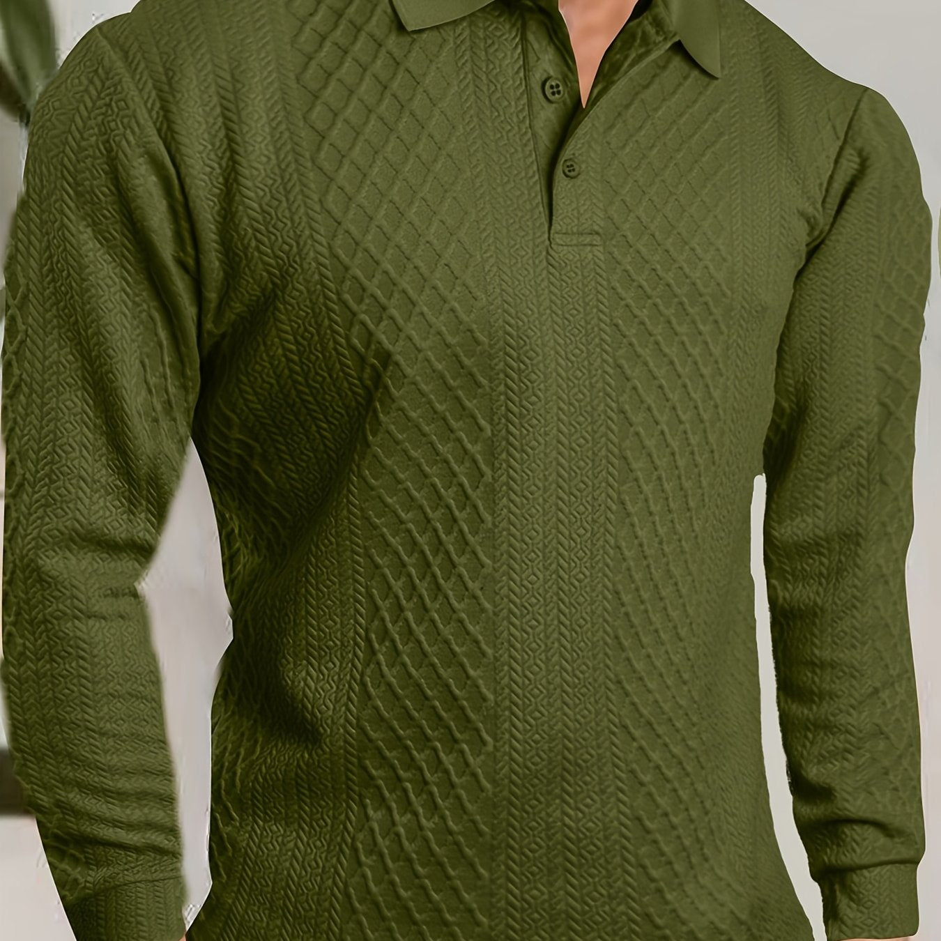 Men's Fashion Casual Business Shirt | High-end Solid Color Jacquard Collar T-shirt | Essential Golf Suit | Breathable and Warm | Indoor Party and Outdoor Sports | Wardrobe Must-have Leisure Vacation Trendy Style | Middle East