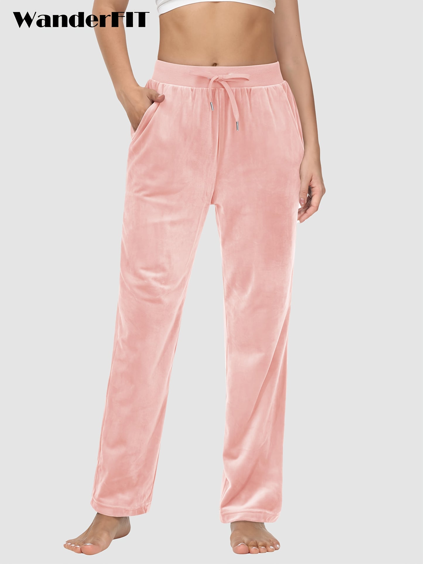 Pantalon Femme en Velours Doux avec Poches – Style Décontracté et Confortable