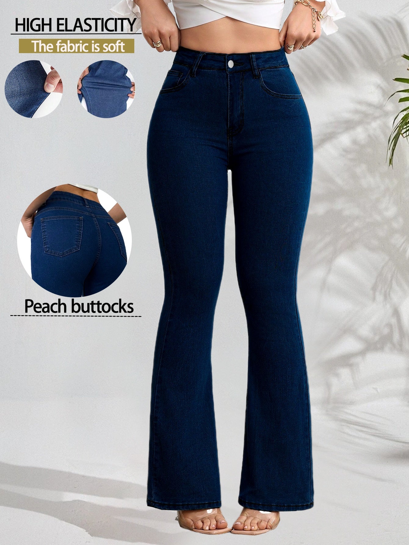 Jeans évasés bleus élégants et confortables pour femmes style casual