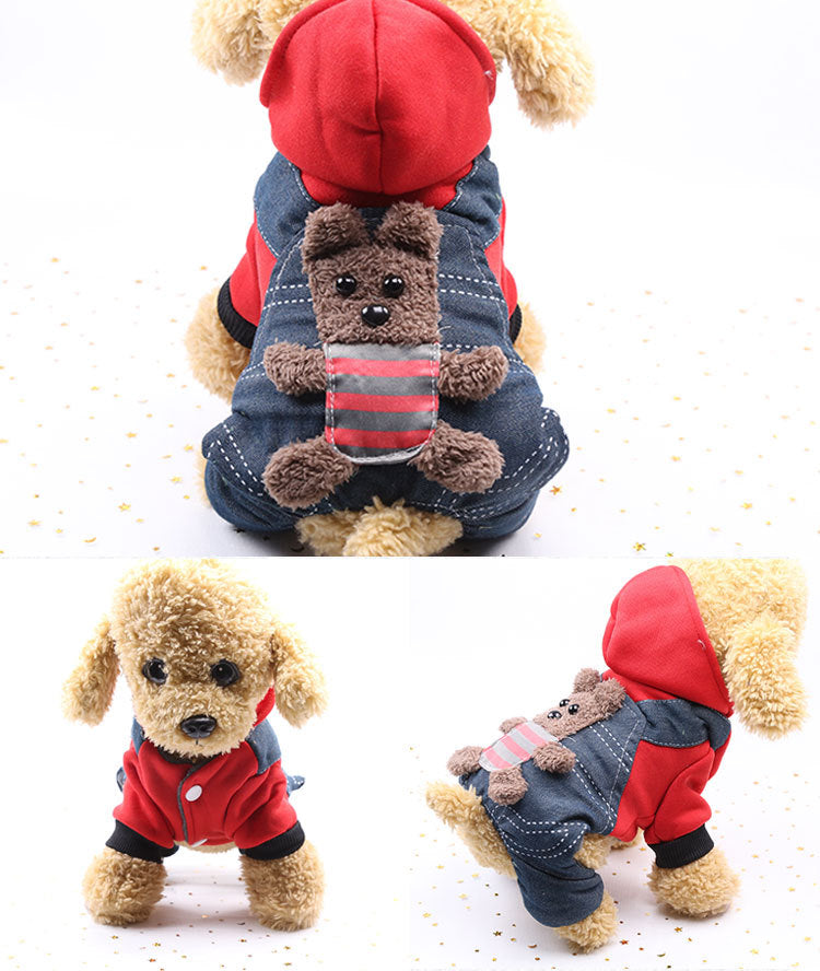 Warm Cartoon Pet Clothes for Dogs & Cats – Soft Cotton Jumpsuit