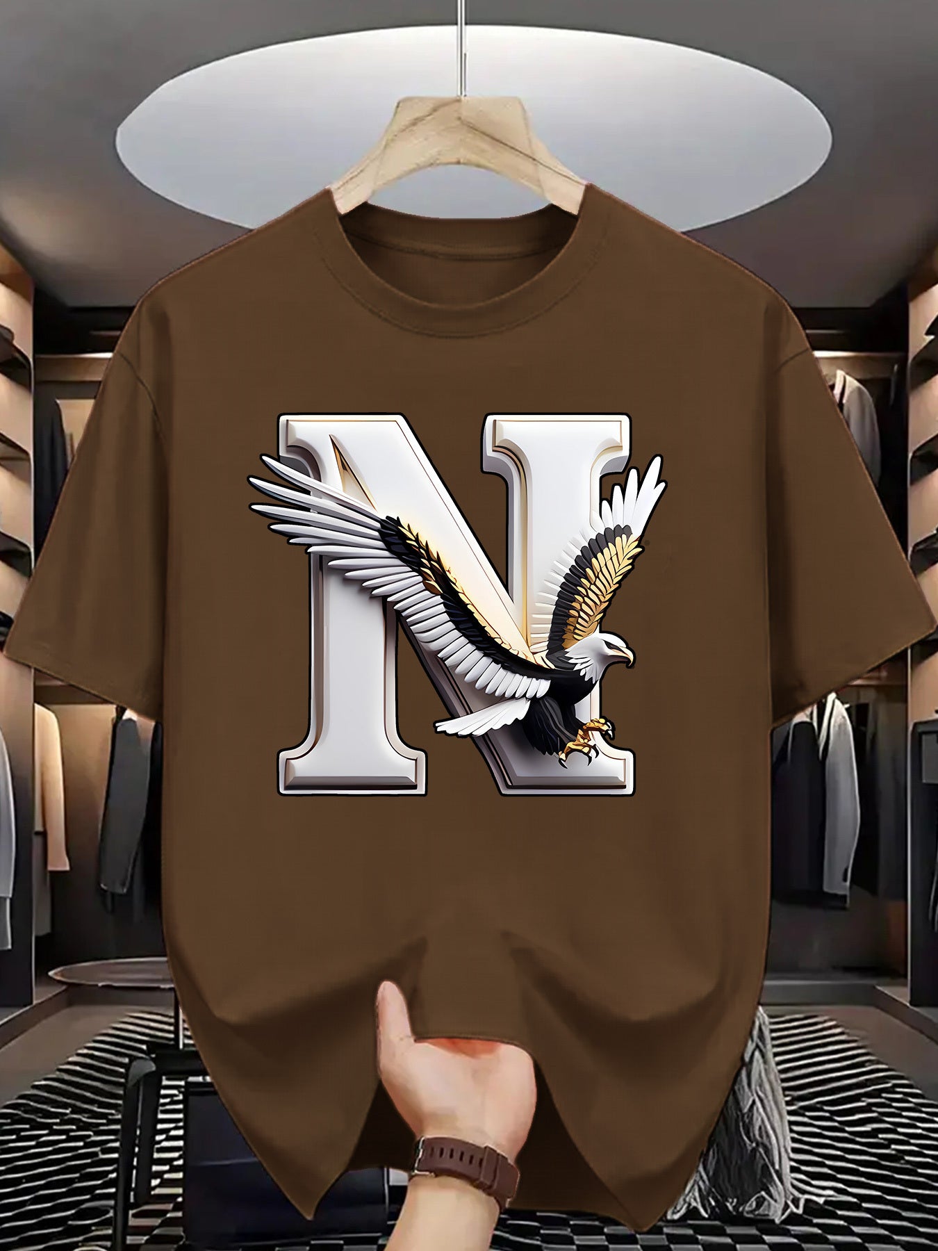 Summer Men'S Fashion Short-Sleeve T-Shirt with Letter Pattern Print